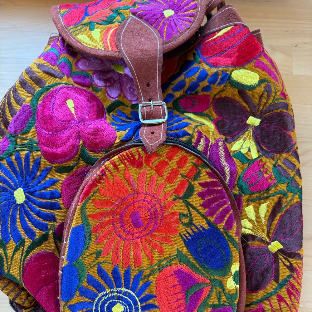 Mexican backpack, 100% cotton backpack women’s backpack, embroidered backpack